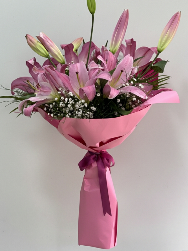 Pembe Lilyum Buketi